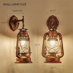 NOXARTE Rustic Wall Sconce Lighting Lantern Mounted Light with Glass Lampshade for Hallway Farmhouse Loft W7 x H15 - Image 2