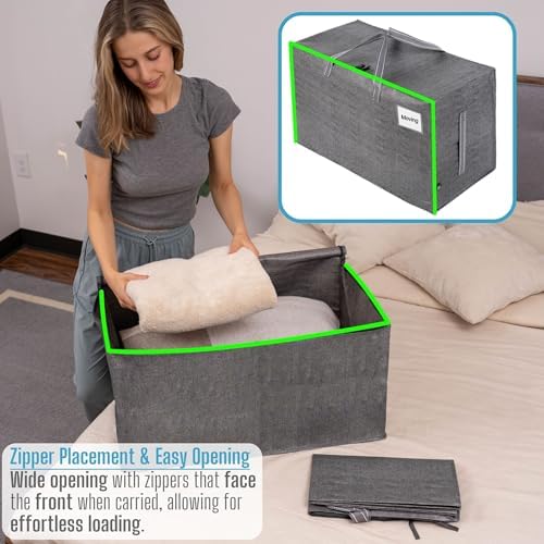 VENO 10 Pack Extra Large Heavy Duty Moving Bags with Wide Opening & Reinforced Handles, Reusable Storage Tote Bags with Strong Zippers for Clothes, College Dorm Essentials & Moving Supplies - Image 6