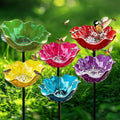 Metal Flower Garden Stakes with Bee Bath & Bird Water Bowl,Watering Station,Hummingbird Bath Cup for Outdoor Yard Decor (6PC) by Unknown