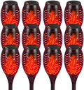 Solar Flashlight Light with Flickering Flame, Multi-Piece Outdoor Solar Lights, Outdoor Waterproof Solar Garden Lights for Decorative Paths, Patio and Deck Outdoor Lighting（Red (12) by Unknown