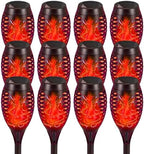 Solar Flashlight Light with Flickering Flame, Multi-Piece Outdoor Solar Lights, Outdoor Waterproof Solar Garden Lights for Decorative Paths, Patio and Deck Outdoor Lighting（Red (12) by Unknown