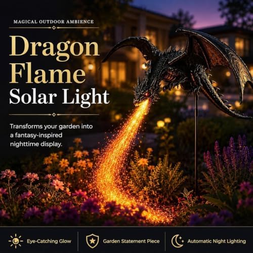 Solar Dragon Fire Garden Light, Dragon Garden Stake Outdoor Decor (1Pcs) - Image 2