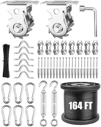 DEFUNX String Light Hanging kit 164 Ft Cable and Winch 304 Stainless Steel by DEFUNX