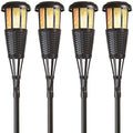 Newhouse Lighting FLTORCH4-B Solar-Powered Flickering Flame Outdoor Island Torches, 4-Pack, Dark Chocolate,Black by NewhouseLighting