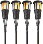 Newhouse Lighting FLTORCH4-B Solar-Powered Flickering Flame Outdoor Island Torches, 4-Pack, Dark Chocolate,Black by NewhouseLighting