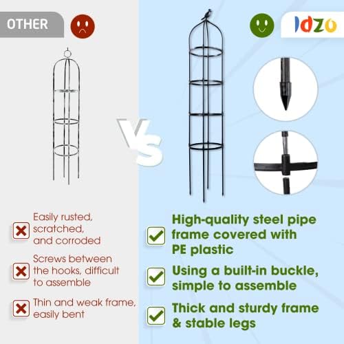 Idzo Plastic Obelisk Trellis for Climbing Plants Outdoor 5.8 Feet Tall, 70in Garden Trellis for Garden Outdoor Potted Plant Support, 1pc, Obelisk Trellises _ Plastic Coated - Image 3