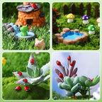 WinnerWhy 116 Pcs Fairy House Accessories Kit Miniature Garden Accessories Terrarium Decoration Mini Diorama Figurines Miniature Landscape Trees Simulated Succulents for DIY Garden Doll House Craft - Image 5