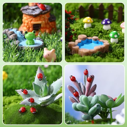 WinnerWhy 116 Pcs Fairy House Accessories Kit Miniature Garden Accessories Terrarium Decoration Mini Diorama Figurines Miniature Landscape Trees Simulated Succulents for DIY Garden Doll House Craft - Image 5