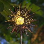 HOMEIMPRO Outdoor Garden Crackle Glass Globe Stake Lights,Waterproof LED Lights for Garden Yard(Moon&Flower&Sun) - Image 4