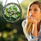 Green Frog Lily Pond Stained Glass Window Hanging Suncatcher Gifts 9.8" - Image 2