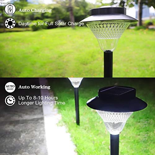 39LED Bright White Solar Pathway Lights Ground Stake Light IP65 Waterproof on/Off Solar Garden Lawn Light with Larger Solar Panel for Outdoor Yard Walkway 2Pack - Image 2