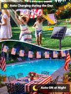 4th of July Decorations 2 Pack 100 LED Solar American Flag Lights Outdoor - Image 4