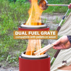 HGD 9.6 x 7.1 in Small Tabletop Fire Pit, Portable Mini Smokeless Table Top Firepit, Low Smoke Camping Stove for Outdoor & Patio, Fueled by Pellets or Wood, with Travel Bag, Stainless Steel, Red - Image 3