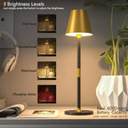 Timjorman 2-Pack Cordless Table Lamps - 5000mAh Rechargeable Battery Operated Desk Lamp, 3-Level Dimmable LED Night Light for Bedroom, Dining, Restaurant - Metal Design(Gold&Black 2-Pack) - Image 2