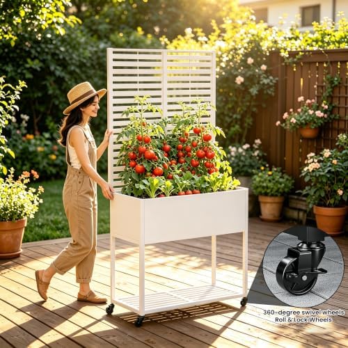 Metal Raise Garden Bed with Trellis,70" Elevated Trellis Planter Outdoor - Image 6