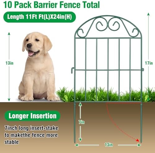 ADAVIN Collapsible Garden Fencing 24 inch high, 10 Panels Animal Barrier - Image 2