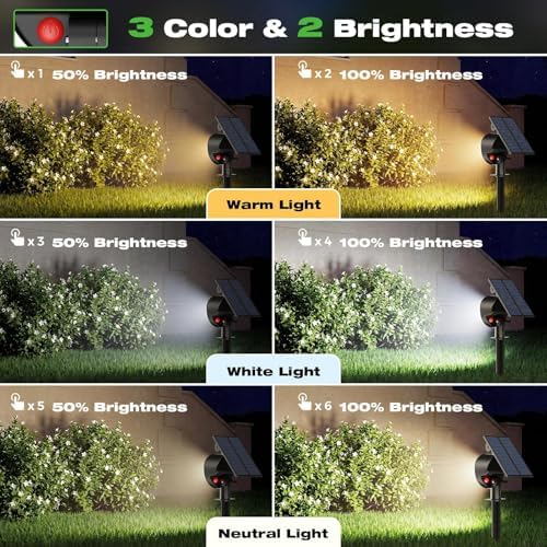 nipify Solar Spot Lights Outdoor Waterproof, 3 CCT Landscape Spotlights - Image 2