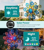 63" Solar Wind Spinners Outdoor, 13" Metal Kinetic Garden Art Decor - Image 3