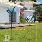 LimeHill Wind Spinner for Yard and Garden - Large Metal Kinetic Wind Sculptures for Outdoor Decorations (Blue Magnolia) - Image 4