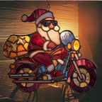 Cool Santa Riding Motorcycle Mosaic Acrylic Suncatcher - Image 7