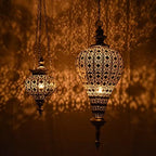 Westcharm Antique Silver Oriental Moroccan Ramadan Lantern Metal Hanging Pendant Light Candle Lantern Lamp Decorative Decor Indoor Outdoor - Small - Image 3