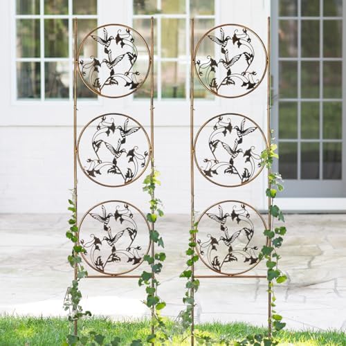 SUNNYPARK Set of 2 Hummingbird Metal Garden Trellis for Climbing Plants, Decorative Vegetables Flowers Vine Trellis for Outdoor Patio 55'' H x 12.4'' W - Image 5