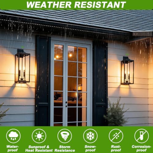 Extra Large 24 Inch Outdoor Wall Lights, Dusk to Dawn Sensor, Black, 2-Pack - Image 5