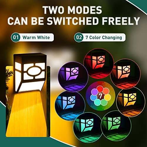 Solpex Solar Deck Lights,Solar Fence Lights, 2 Modes Christmas Decoration Lights,Unique Pattern, Waterproof Automatic Outside, Deck, Patio, Stairs, Yard, Steps, Path & Driveway (RGB & Black 8-Pack) - Image 2