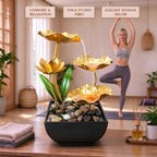 11'' H Gold Tabletop Water Fountain, Zen Desktop Waterfall, with LED Light,Indoor Lotus Desktop Decorative Fountain, Home Bathroom Bedroom Decor. - Image 3