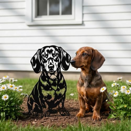 Dog Metal Garden Stake - Weatherproof Dog Silhouette Yard Art, Decorative Outdoor Sign for Lawn & Patio, Heartfelt Gift for Soft Dachshund Longhaired Lovers(Sit,10") - Image 3