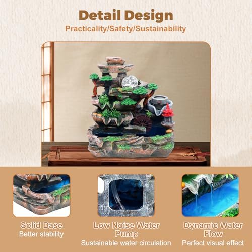 Indoor Rockery Waterfountain, Rockery Tabletop Fountains Desktop Fountain Waterfall with Atomization Effect Water Fountain Tabletop Fountain Ornament for Home Office Bedroom Decoration - Image 2