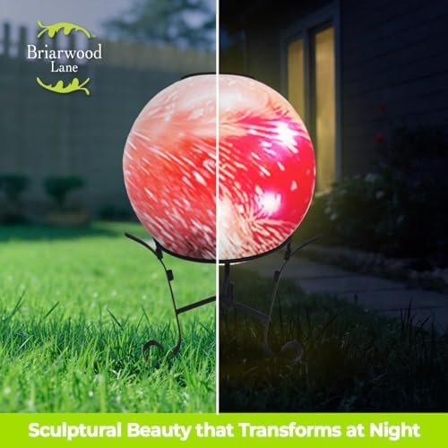 Briarwood Lane Everyday Gazing Ball 1x1 Red and White Solar LED Gazing Ball - Image 5