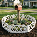 WORTH 8-Pack Short Plastic Garden Fence, White Decorative Border Fence with Pickets, 10 in. H x 16 ft. Total Length Interlocking Landscape Edging for Flower Beds, Lawn, Indoor Outdoor Use by WORTH