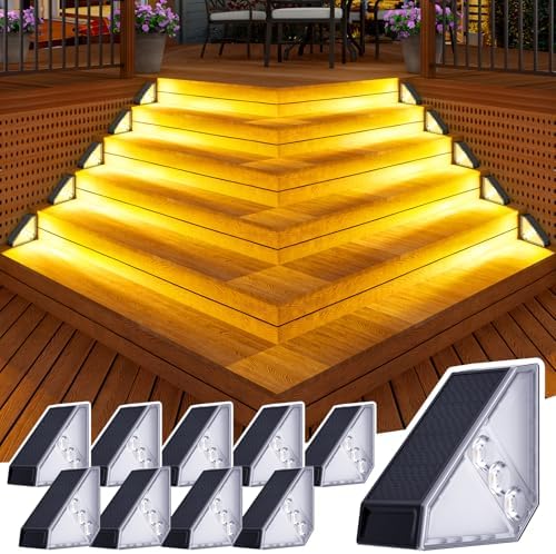 JSOT Solar Step Lights Suitable for Garden Patio Stair Decor Warm White-10P by JSOT