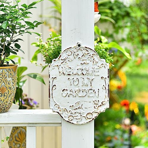Sungmor Rustic Cast Iron "Welcome To My Garden" Sign Outdoor Hanging Plaque - Image 3