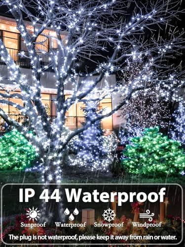 Extendable 108FT 300 LED Christmas String Lights Indoor Outdoor Cool White - Image 4