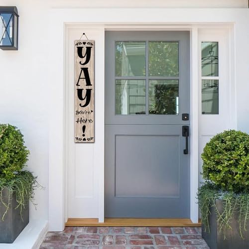FemiaD 4Pcs Welcome Wooden Porch Sign 8x63inch Yay You're Here Front Door Sign Rustic Standing Large Welcome Porch Signs for Home Front Door Yard Season Party Decor - Image 4