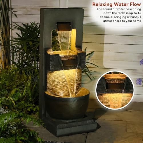 Sunlinua 39H Modern Outdoor Water Fountain with LED Light - Image 5