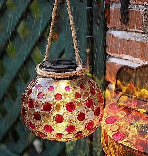 LED Solar Glass Ball Light, Waterproof LED Glass Pink Polka Dot Mason Jar Lamp for Garden, Walkway, Pathway, Yard Décor Solar Outdoor Solar Hanging Decorative Lights - Image 5