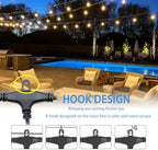 33FT Outdoor Waterproof String Lights with 11 Shatterproof Bulbs, IP65 Patio Lights for Garden Wedding Cafe - Tangle-Free Cables with Hooks (Warm White) - Image 4