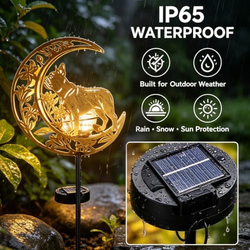 Solar Lights Outdoor Decor Cracked Glass Bulldog Stake Moon Lights Dog Gift - Image 4