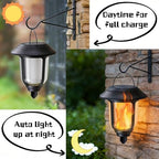 Dynaming 4 Pack Solar Flame Lanterns Outdoor, Hanging Solar Powered Wall Mounted Sconce Lights, Flickering Flame LED Light Auto On/Off, Waterproof for Garage Stair Patio Front Porch Yard - Image 2