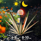 2Pack Metal Agave Rustic Sculpture Yard Decor with Solar Mosaic Light, 21Inches Height Hand Painted Metal Tequila Garden Statue Green - Image 3