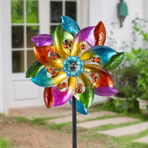 DREAMYSOUL Metal Wind Spinners Outdoor, 63" Kinetic Wind Spinners Colorful Wind Sculpture Yard Art for Garden Patio Lawn Decor - Image 2