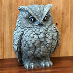 Painted Night Owl Statue Detailed Owl Sculpture Backyard Art Wild Life Decoration Cement Night Owl - Image 2