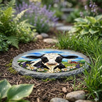 Magnolia Garden 10-Inch Holstein Cow - Faux Stained Glass Farmhouse Meadow Garden Stone, Weather-Resistant Resin Pathway Accent, Rustic Country Red Barn Outdoor Yard Decor & Walkway Plaque - Image 4