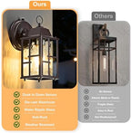 OKELI 2-Pack Dusk to Dawn Outdoor Wall Lights, Weatherproof Exterior Lighting Fixture Wall Mount, Aluminum Ripple Glass Porch Light, Anti-Rust Outside Wall Sconce for House, Garage(Brown) - Image 5