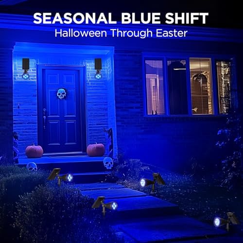 InnoGear 2 Solar Light Outdoor Spotlight for Halloween Christmas Xmas, Blue - Image 4