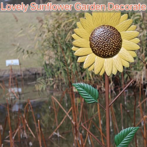 72" H Metal Sunflower Glass Bottle Tree Stake,Wine Bottle Tree,Yard Decor - Image 5