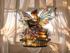 Bookshelf Acrylic Suncatcher Colorful Window Hanging Ornament for Book Lovers Sun Catcher Panel for Home Decor Car Garden Gift Reading Fairy and Stack of Book Suncatcher by Unknown
